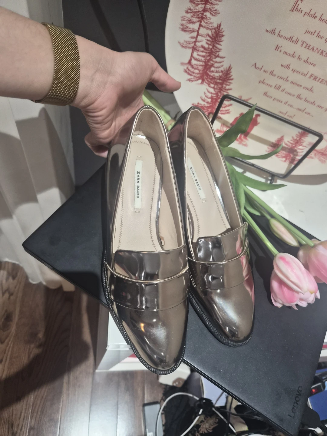 ZARA BASIC Metallic Loafers