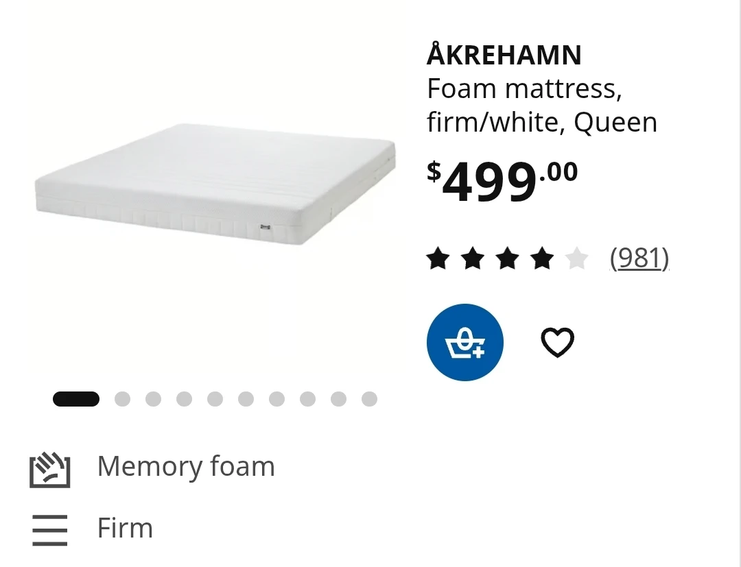 IKEA ÅSBYGDA and AKREHAMN Queen Foam Mattresses.