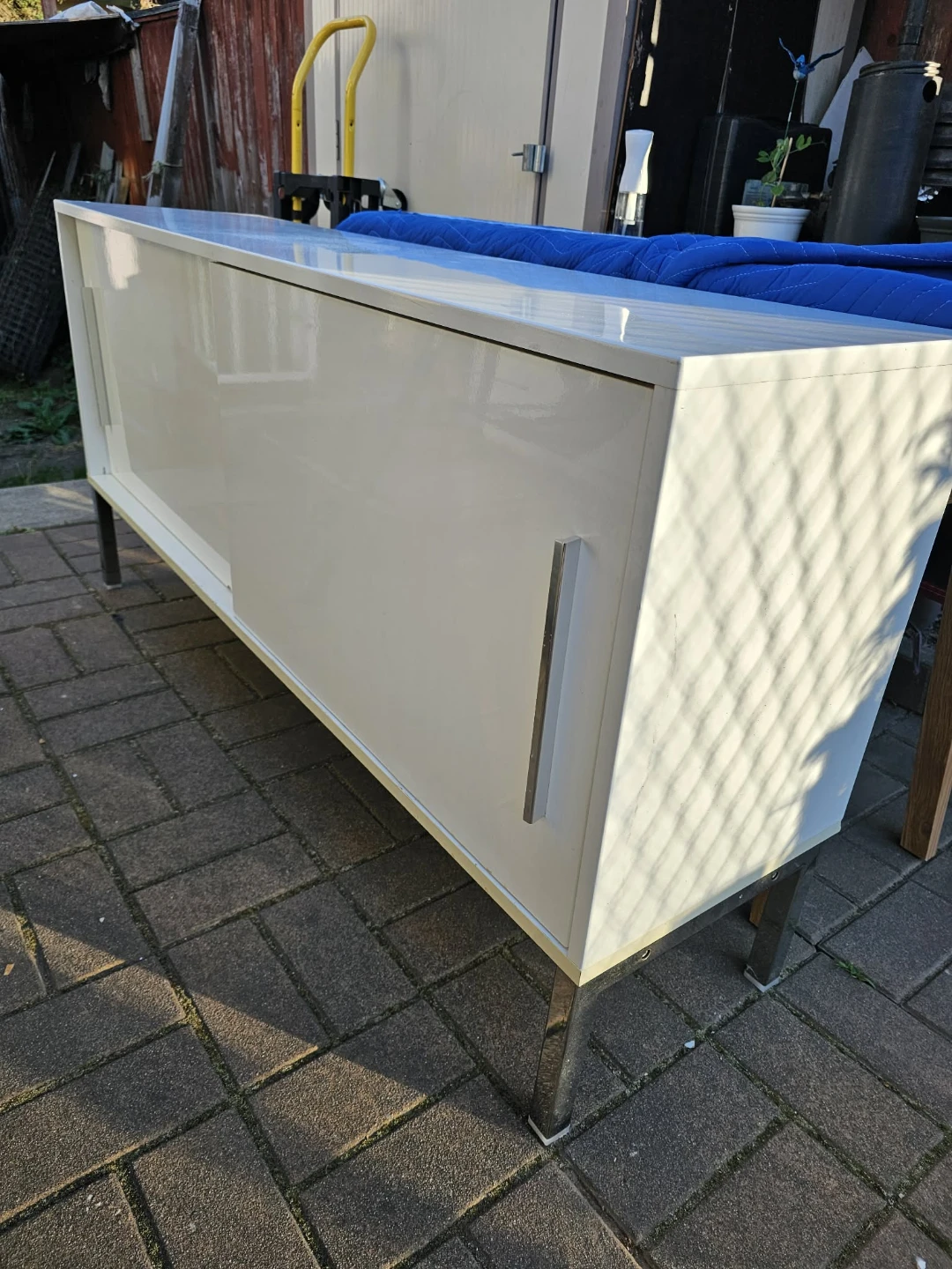 White Sideboard with Sliding Door and Shelving - photo 2