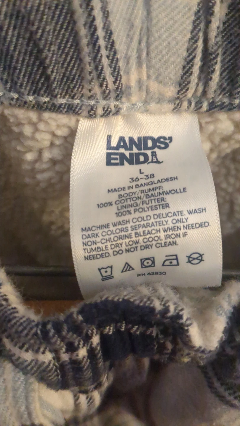 Lands' End Plaid Lined Lounge Pants Size L - photo 2