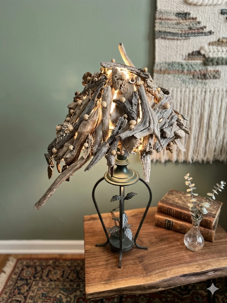 One-of-a-Kind Custom Handcrafted Driftwood Table Lamp - photo 2