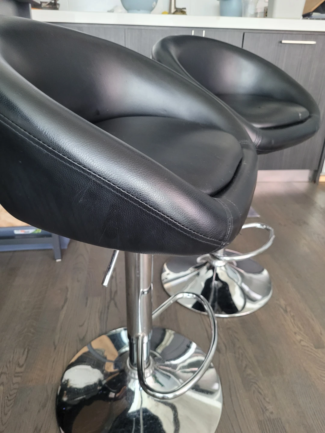 Black Faux Leather Bar Stools (Set of 2)