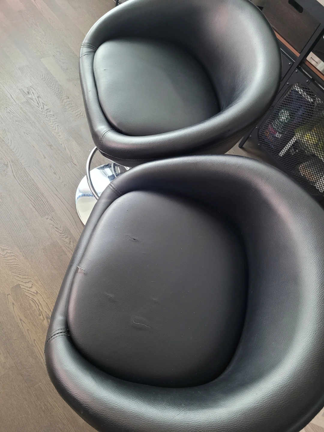Black Faux Leather Bar Stools (Set of 2) - photo 2