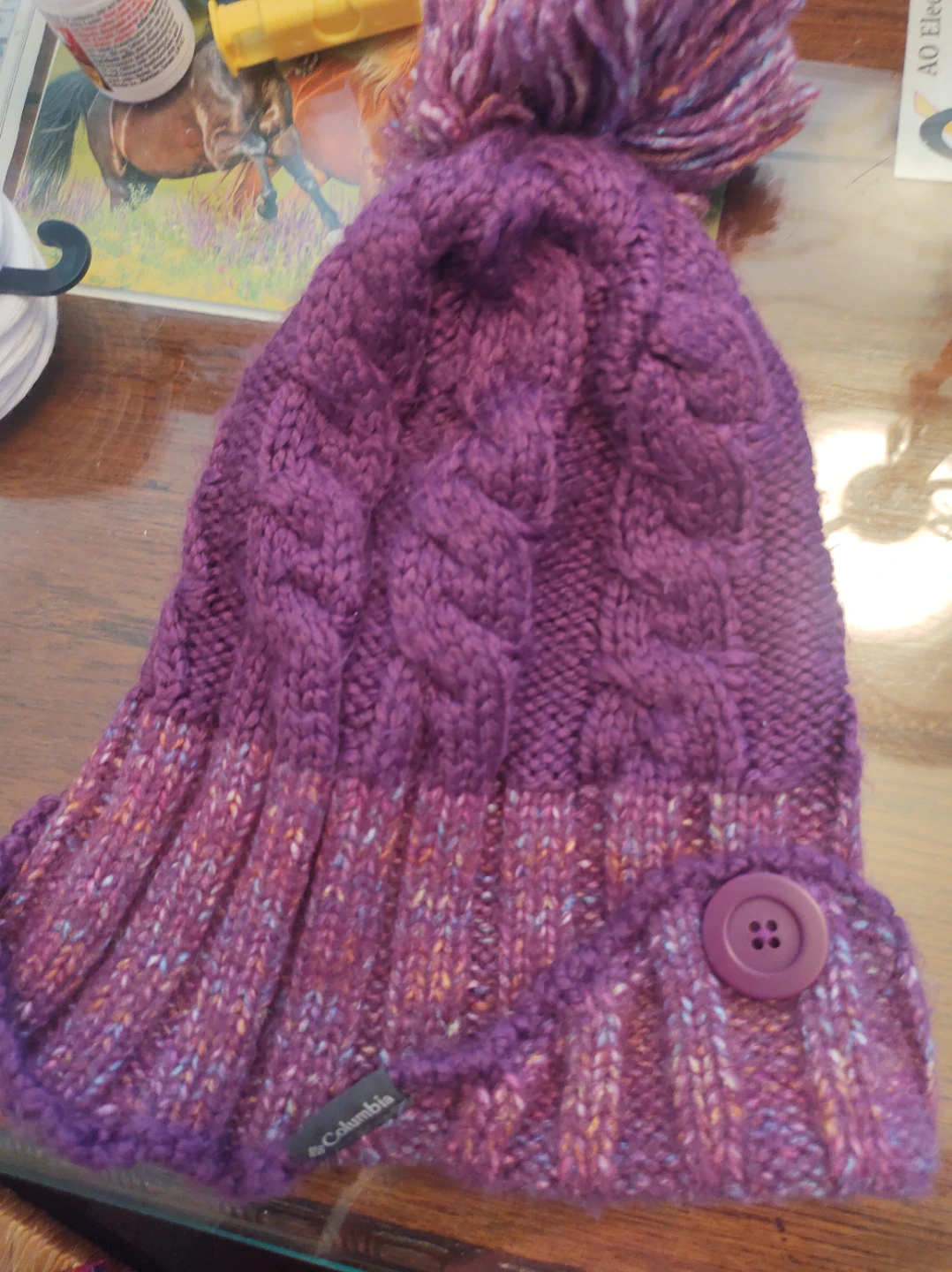 Columbia Knit Hat with Pom Pom