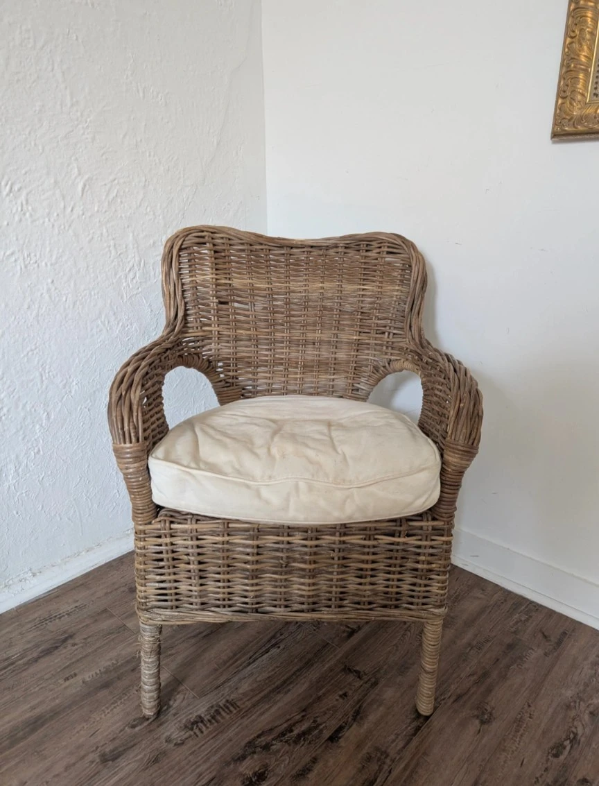 Beautiful Wicker Armchair with Cushion