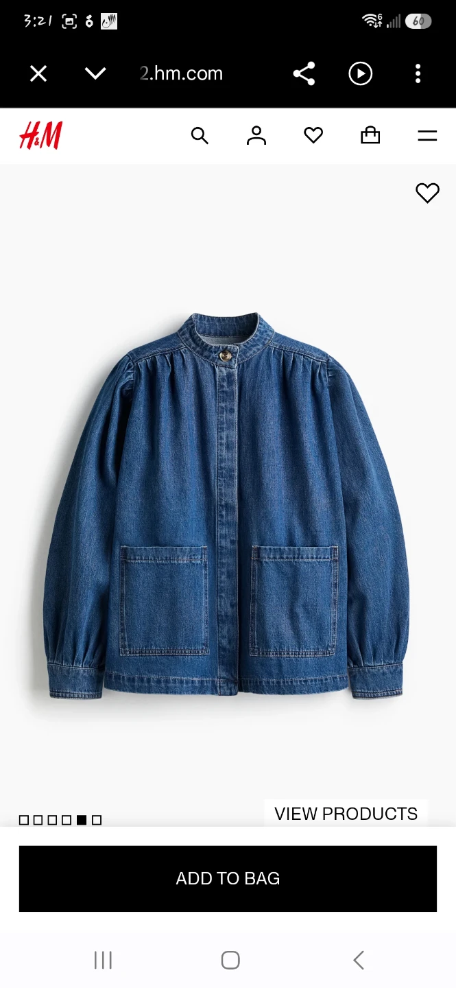 H&M Denim Jacket with Puff Sleeves