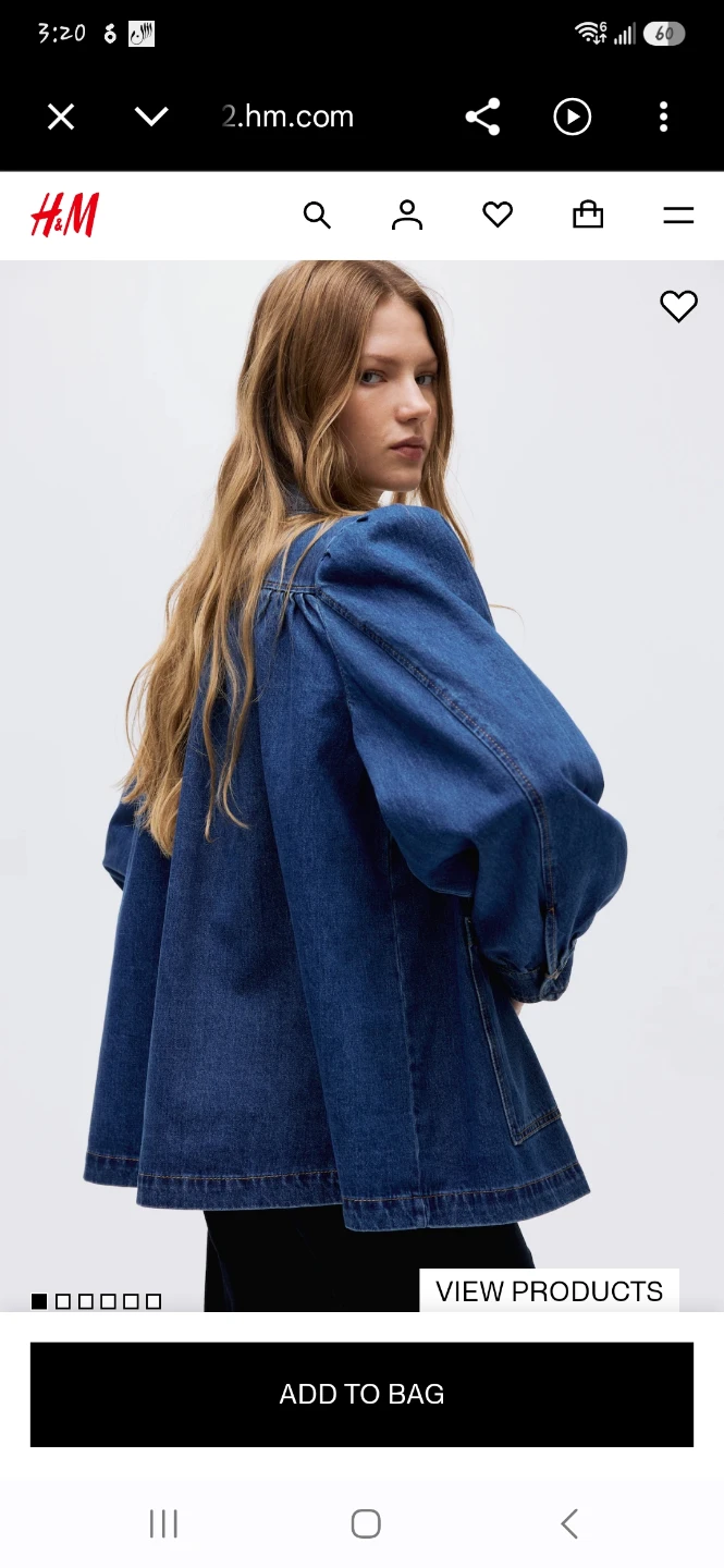 H&M Denim Jacket with Puff Sleeves - photo 3