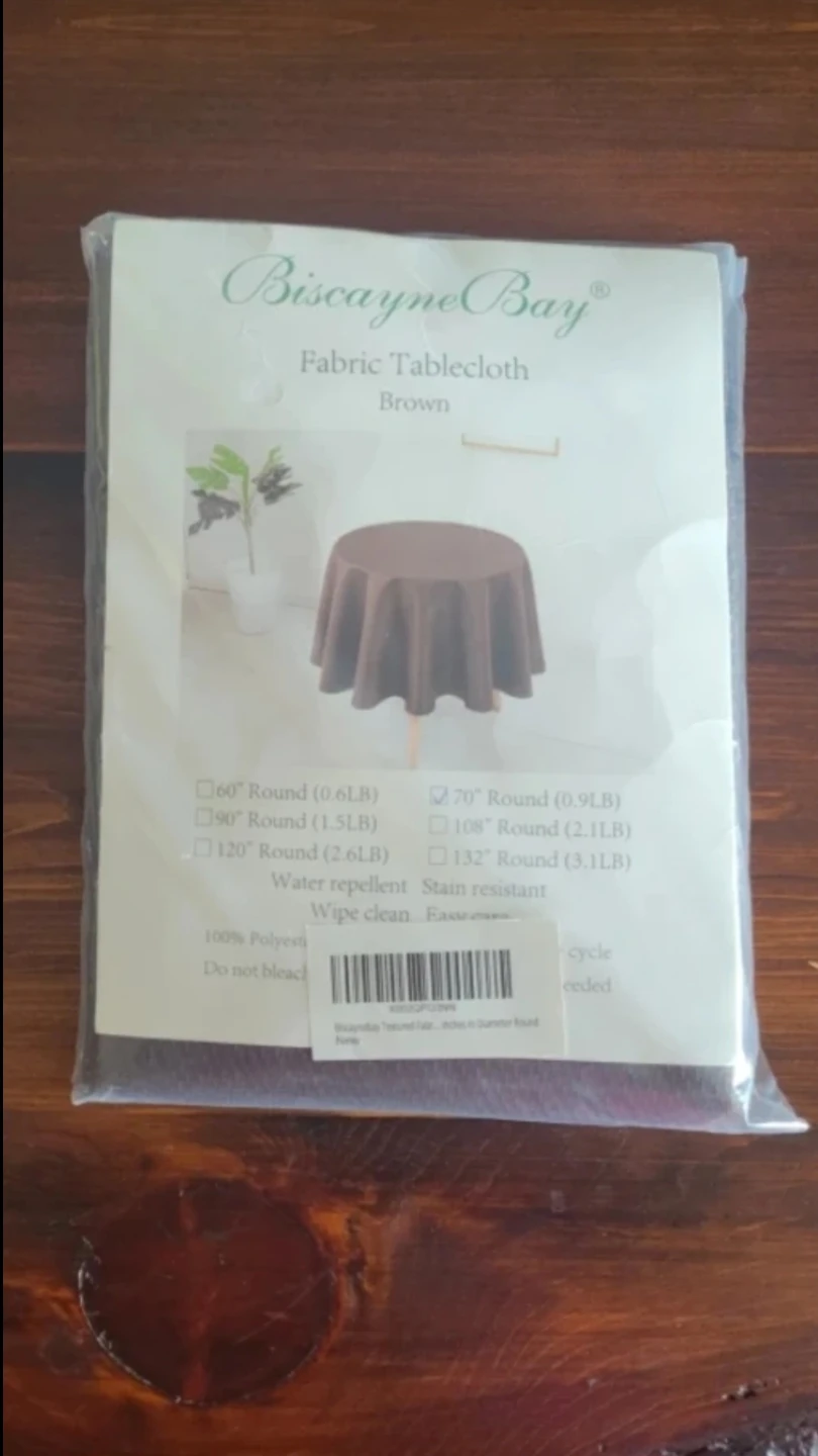 Biscayne Bay Fabric Tablecloth - 70" Round Brown