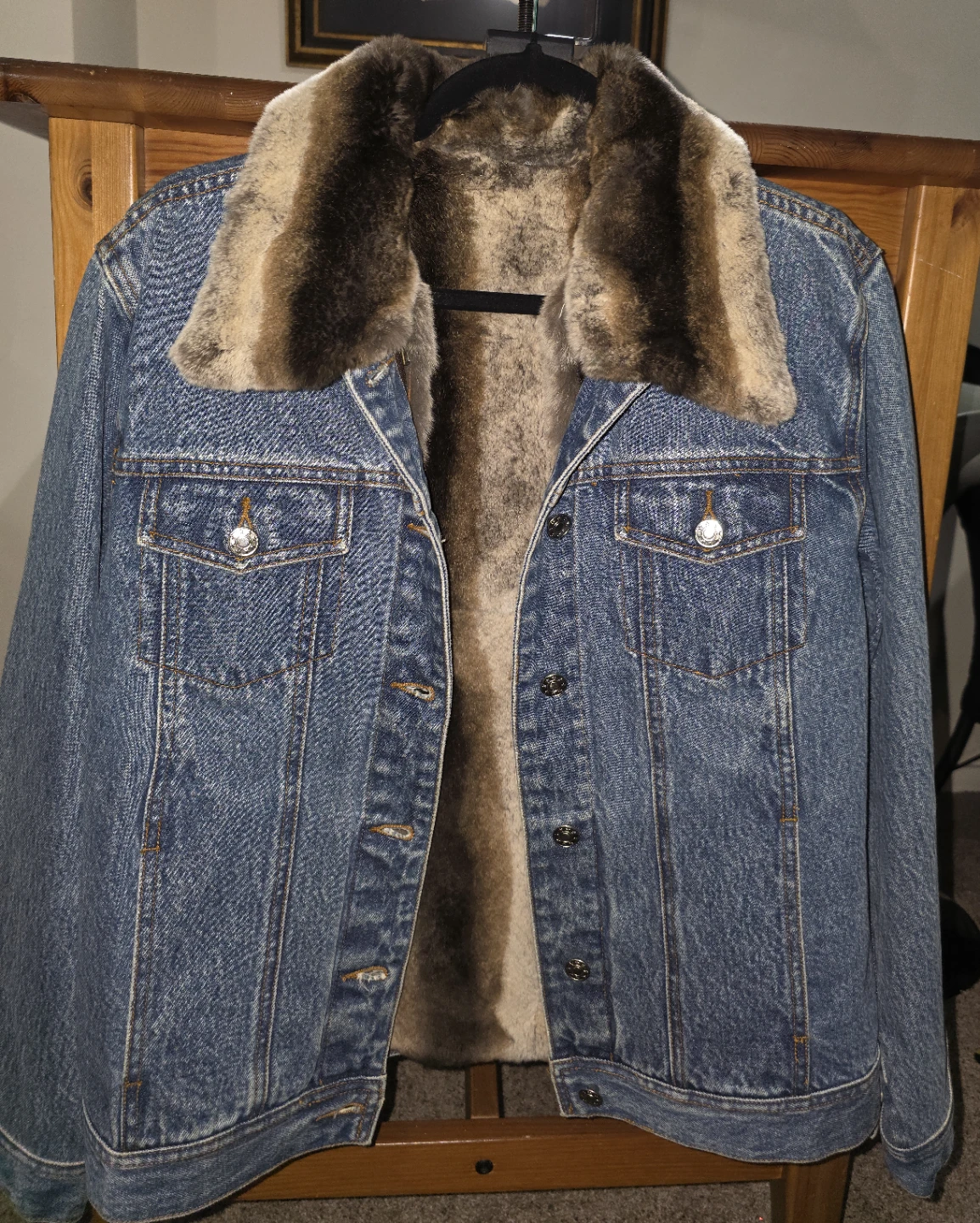 Denim Jacket with Real Fur Lining