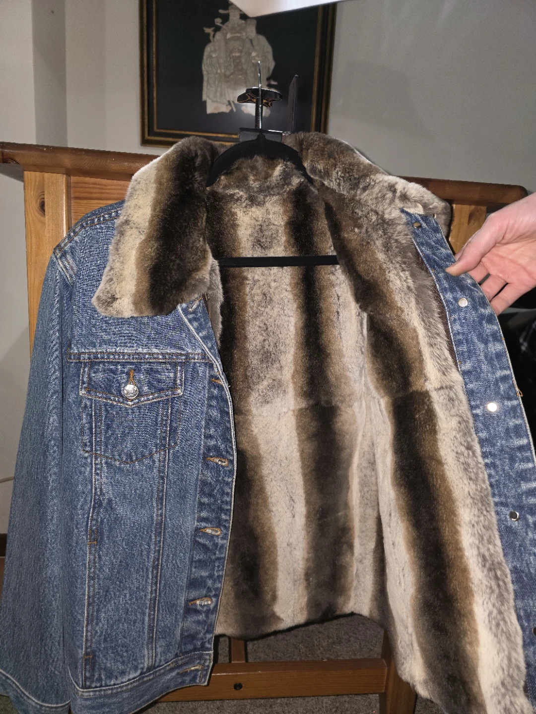Denim Jacket with Real Fur Lining - photo 2