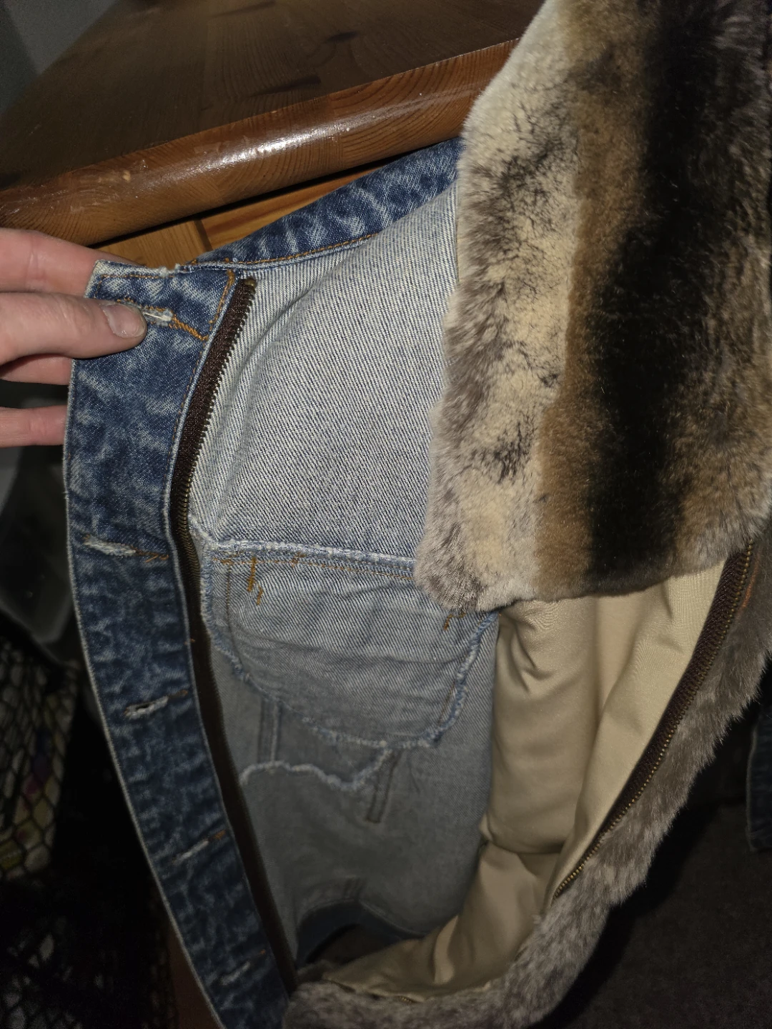 Denim Jacket with Real Fur Lining - photo 4