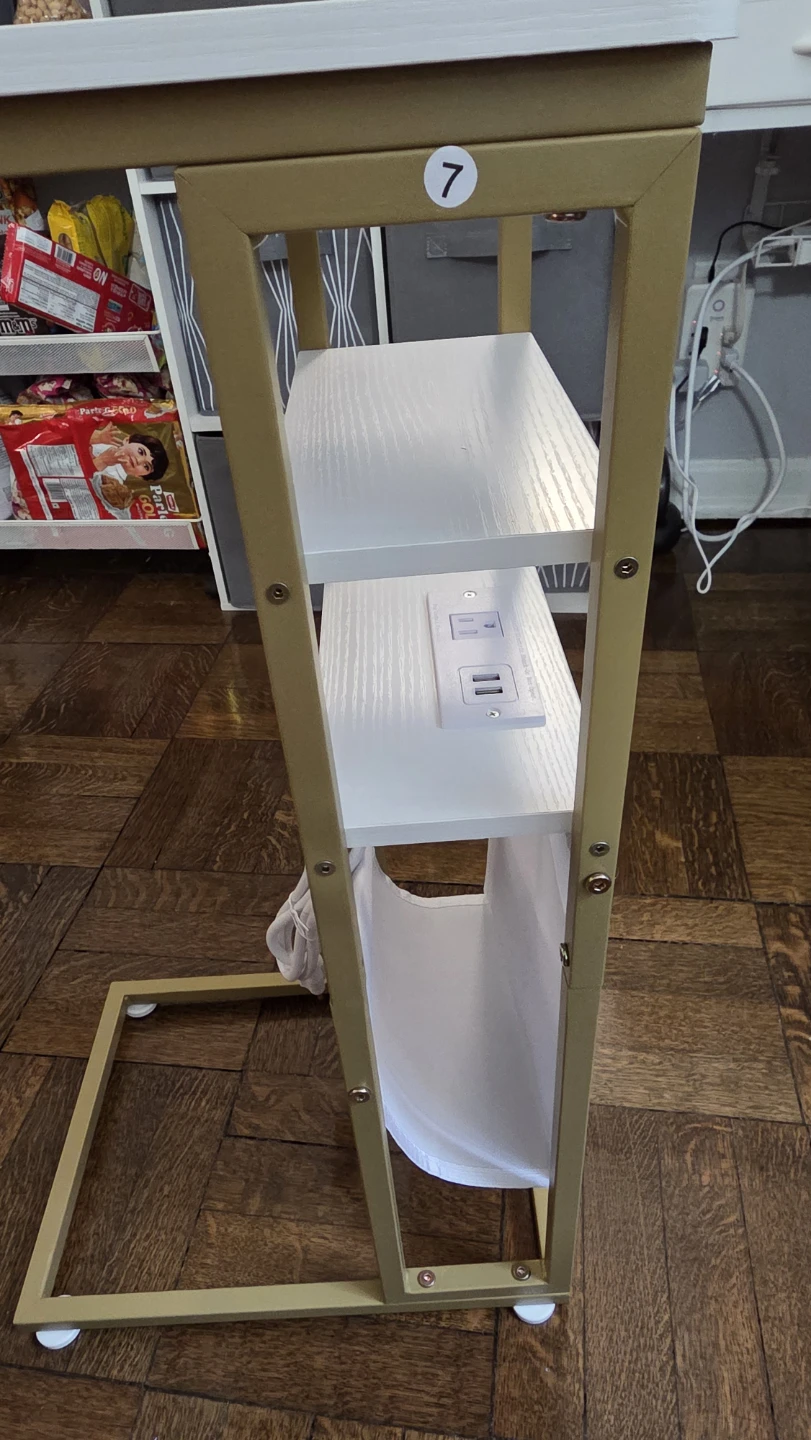 White C-Table with Built-in Outlet and USB Ports - photo 4