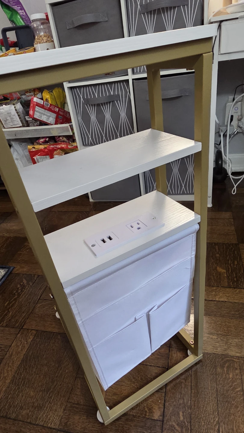 White C-Table with Built-in Outlet and USB Ports - photo 5