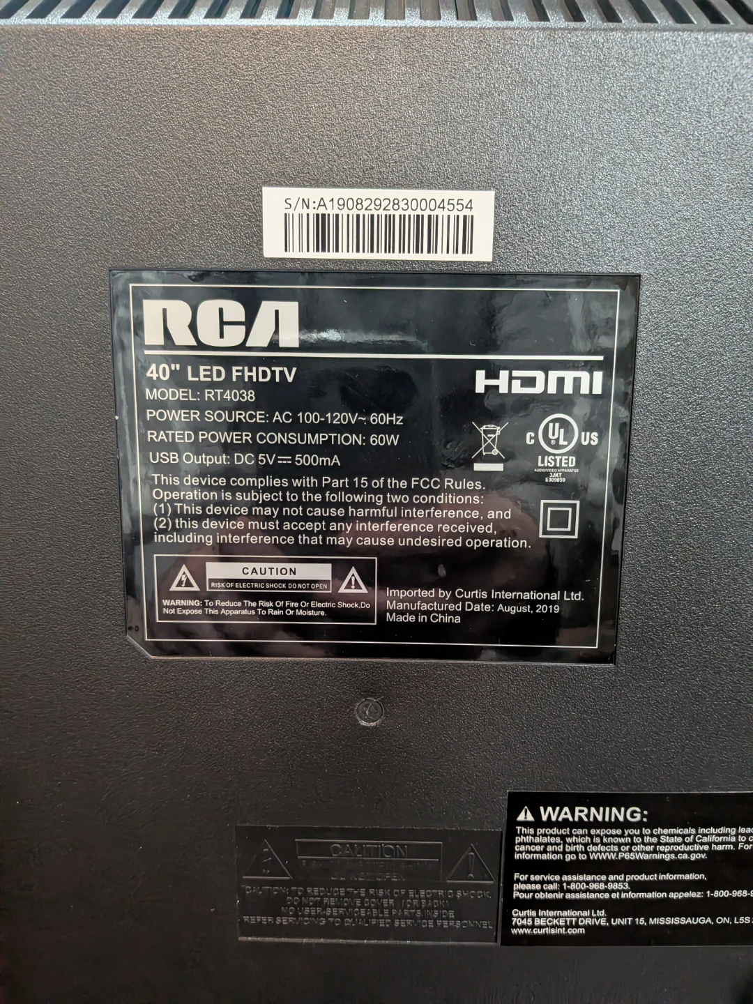 RCA 40" FHDTV RT403B - photo 2