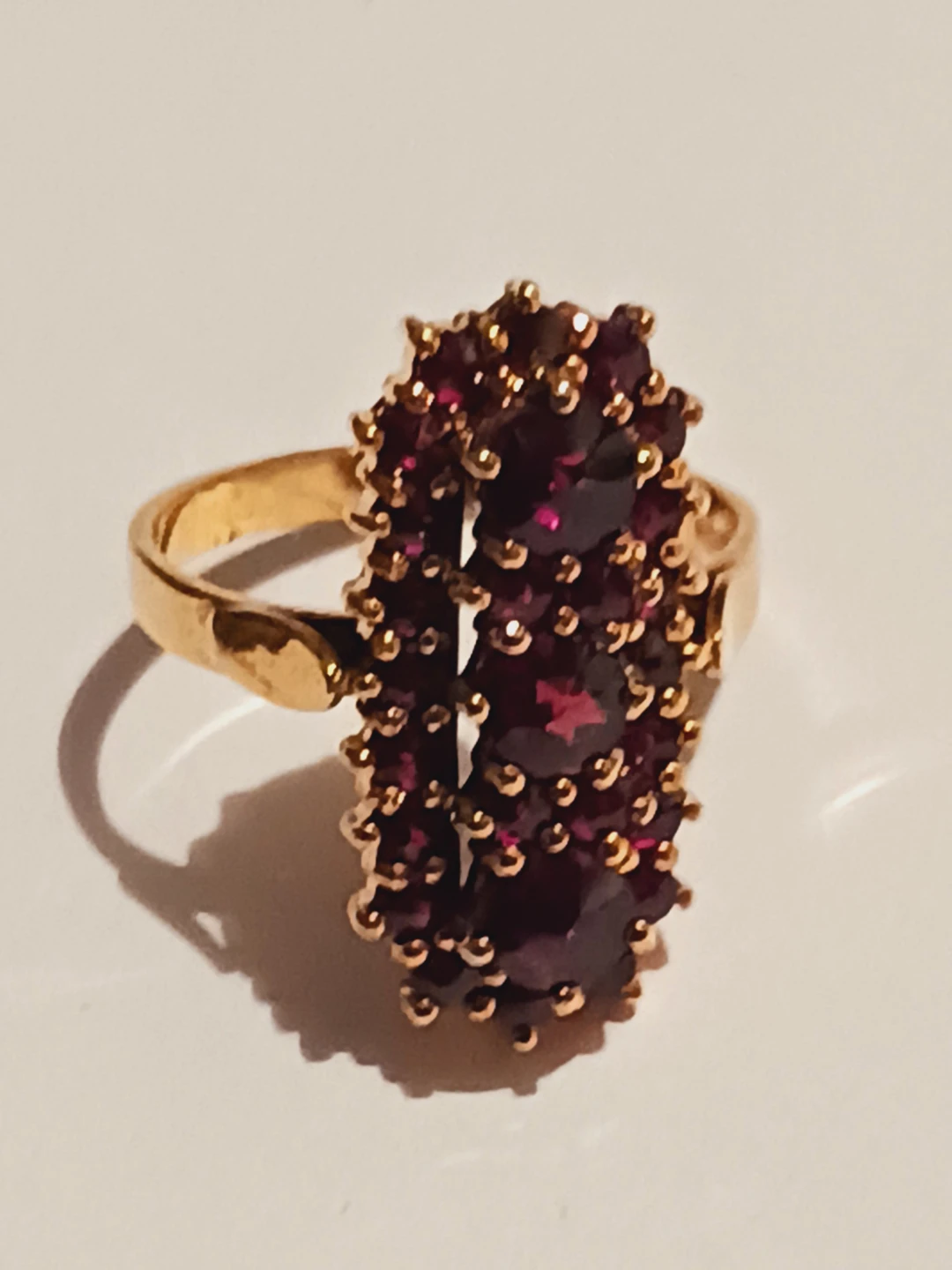 Gold Vermiel Sterling Silver 925 Garnet Gemstone Ring . 5.5/6