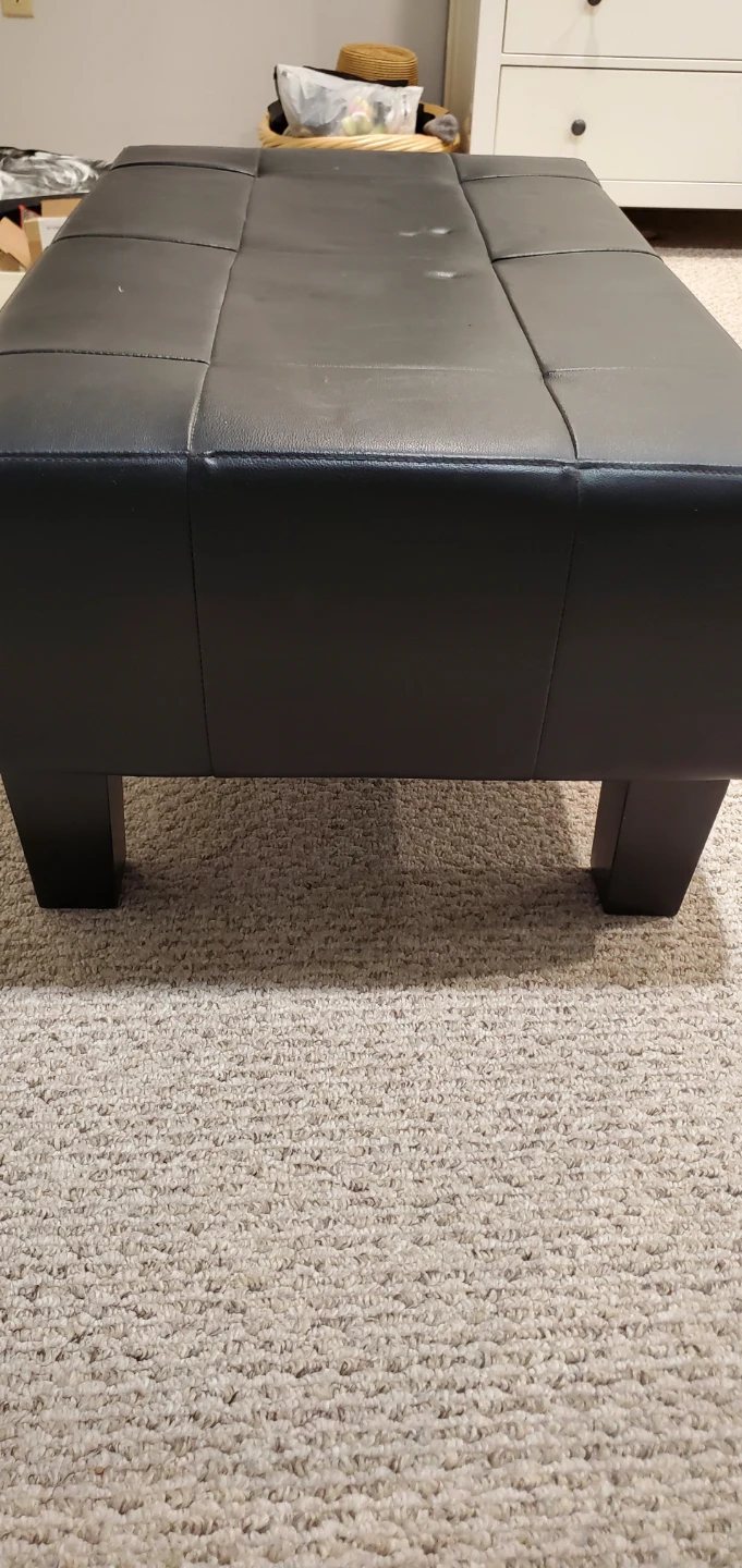 Black Faux Leather Ottoman - photo 2