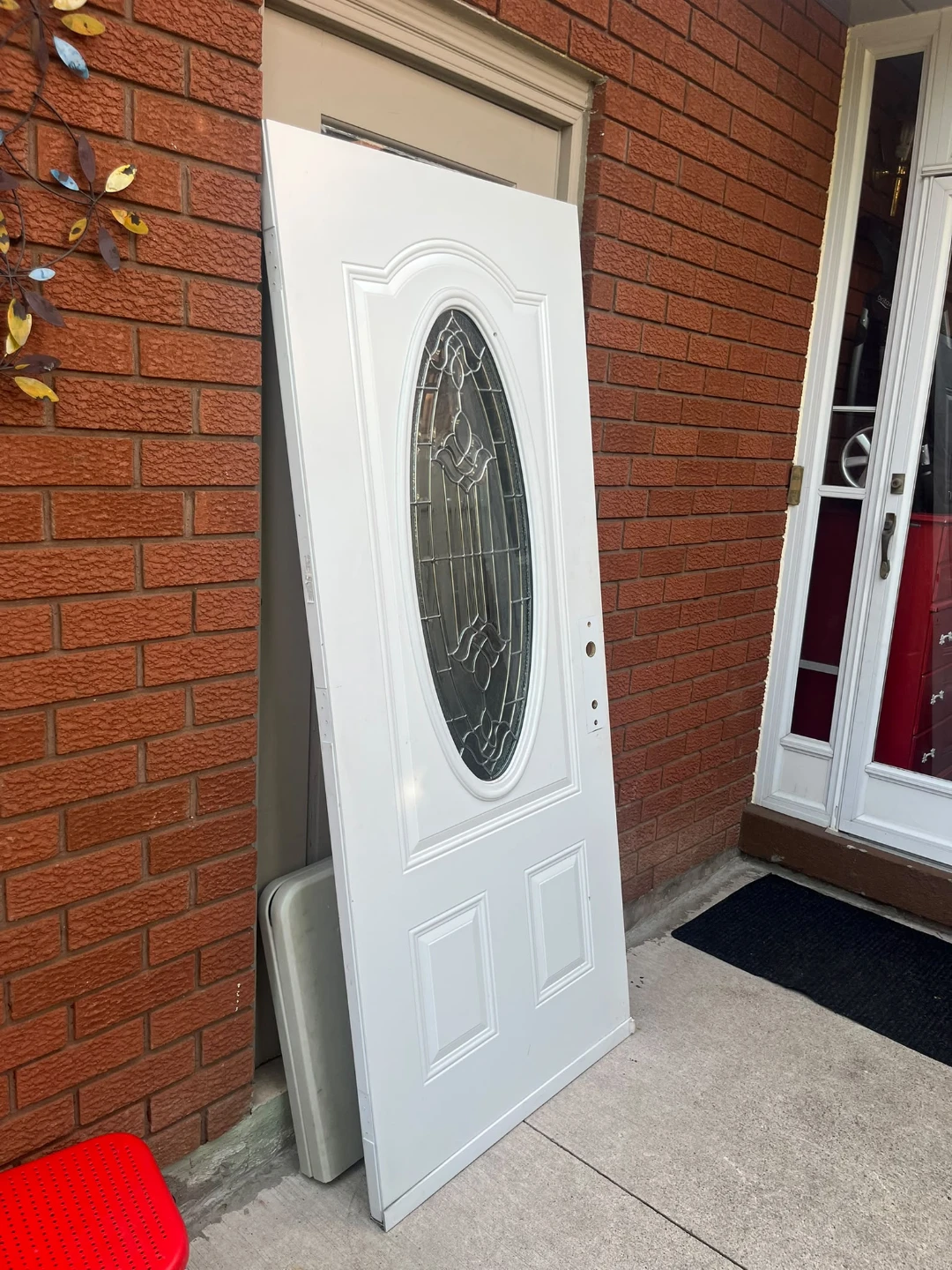 White Exterior Door with Oval Glass Insert - photo 2