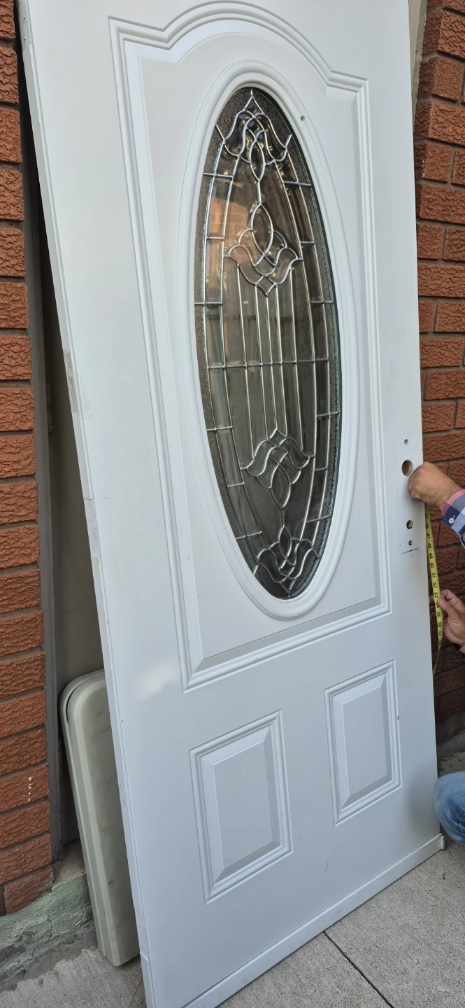 White Exterior Door with Oval Glass Insert - photo 4
