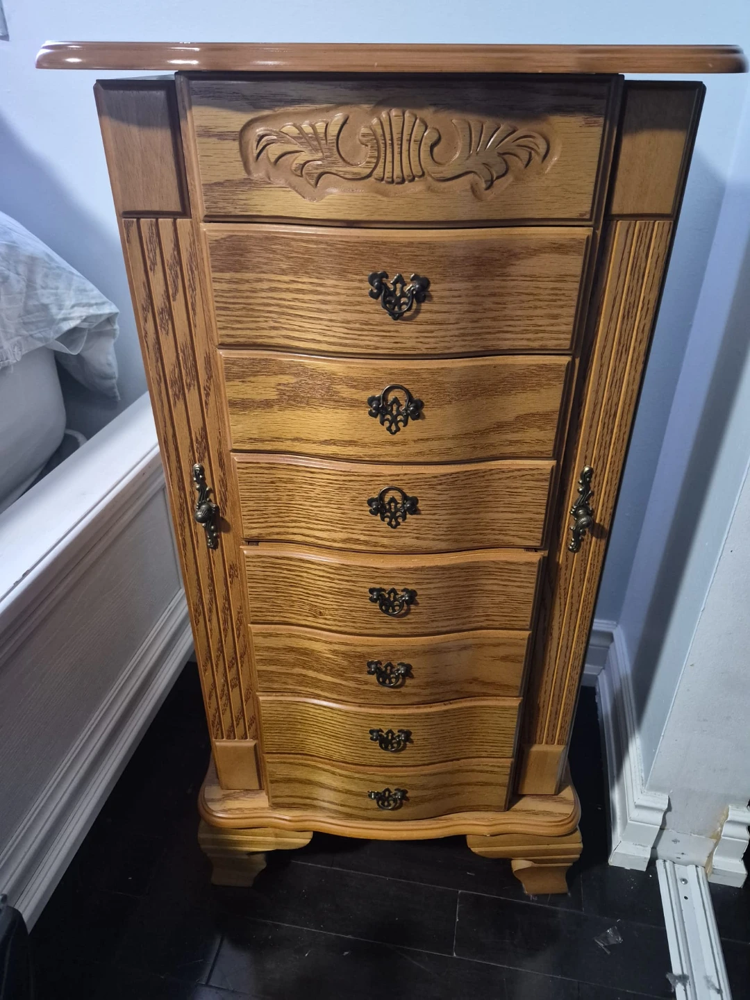 Wooden Jewelry Armoire with Mirror