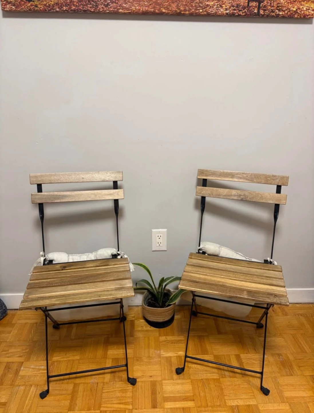 Set of 2 Folding Bistro Chairs with Cushions