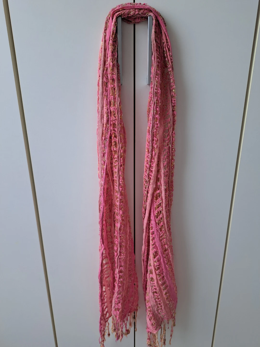 Pink Woven Scarf with Fringe - photo 2