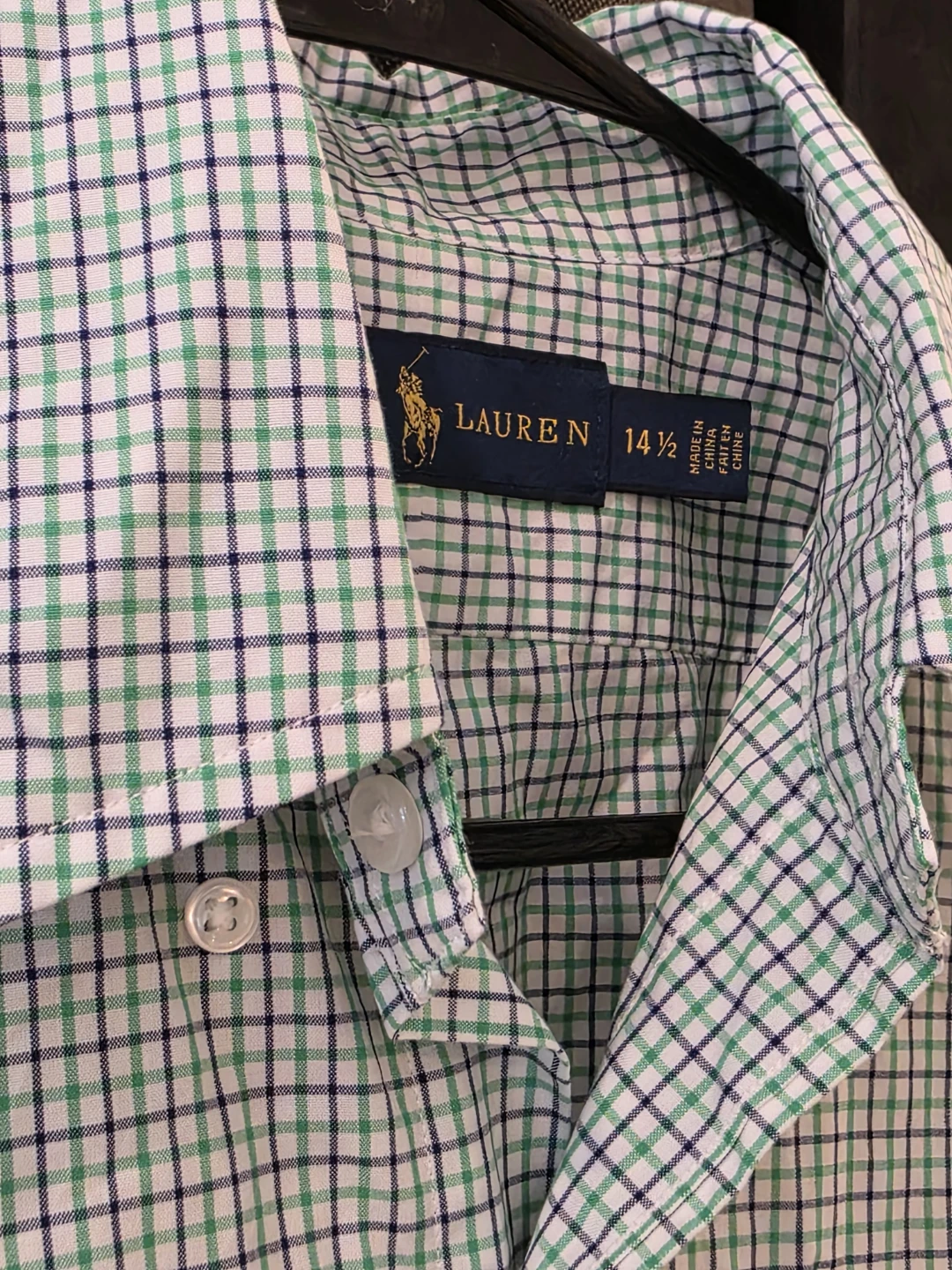Ralph Lauren Button-Up Shirt - Green/Navy Plaid