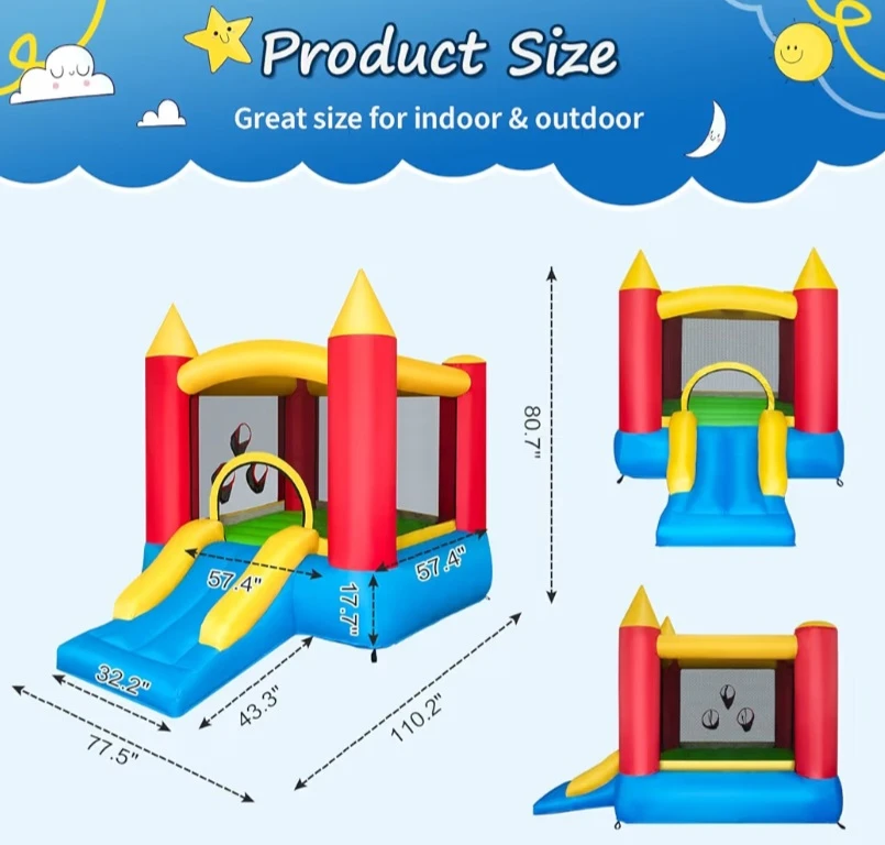 Inflatable Bounce House Castle Playhouse with Slide - photo 2