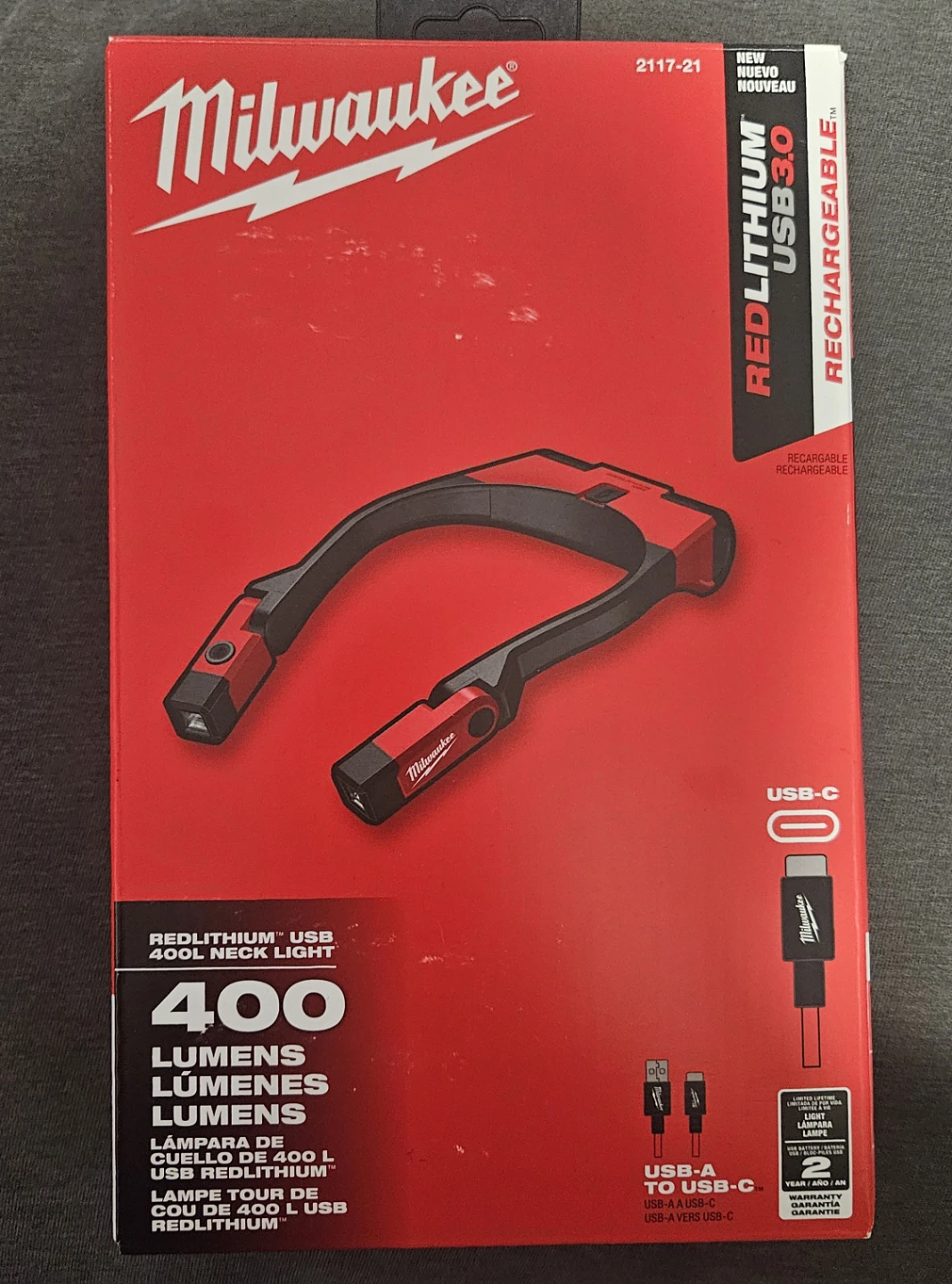 Milwaukee REDLITHIUM USB 400L Neck Light