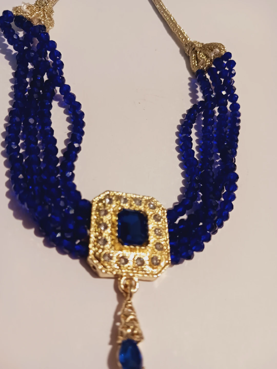 Blue Gemstone Necklace with Gold Accents Adjustable Length - photo 2