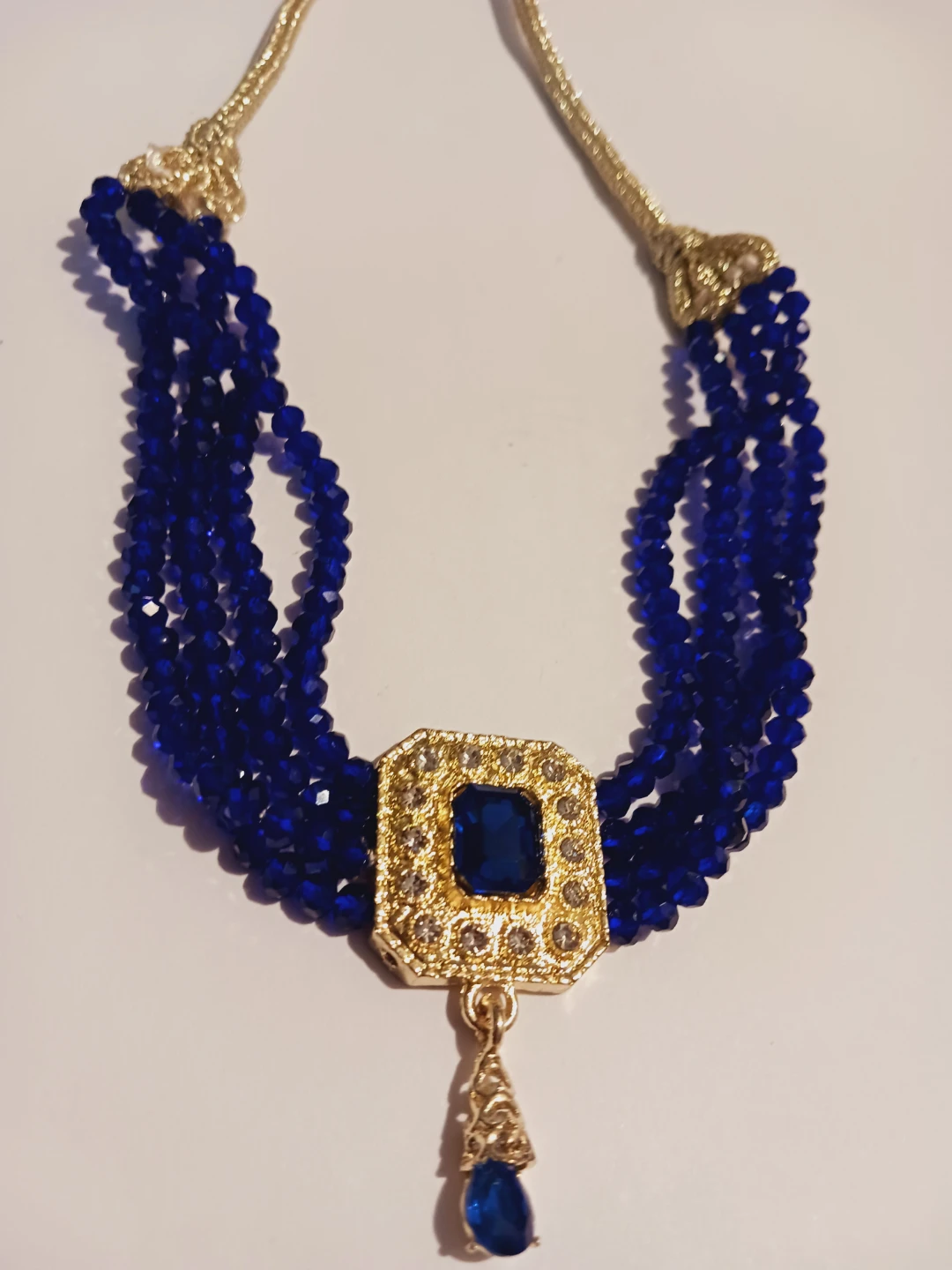 Blue Gemstone Necklace with Gold Accents Adjustable Length - photo 3