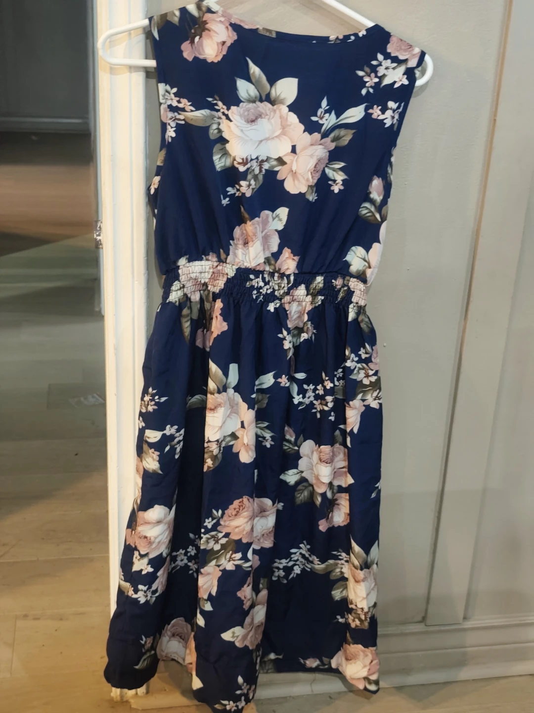 Blue floral sleeveless maxi dress, size L