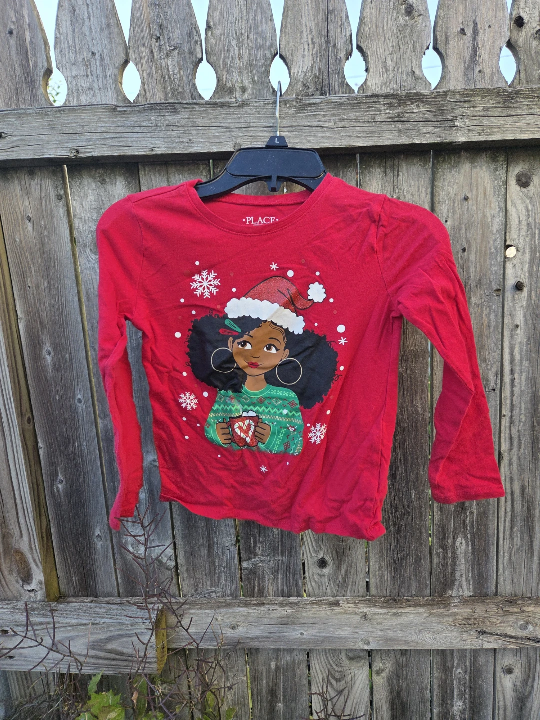 Children's Place Christmas Graphic Long Sleeve Shirt Size 5/6
