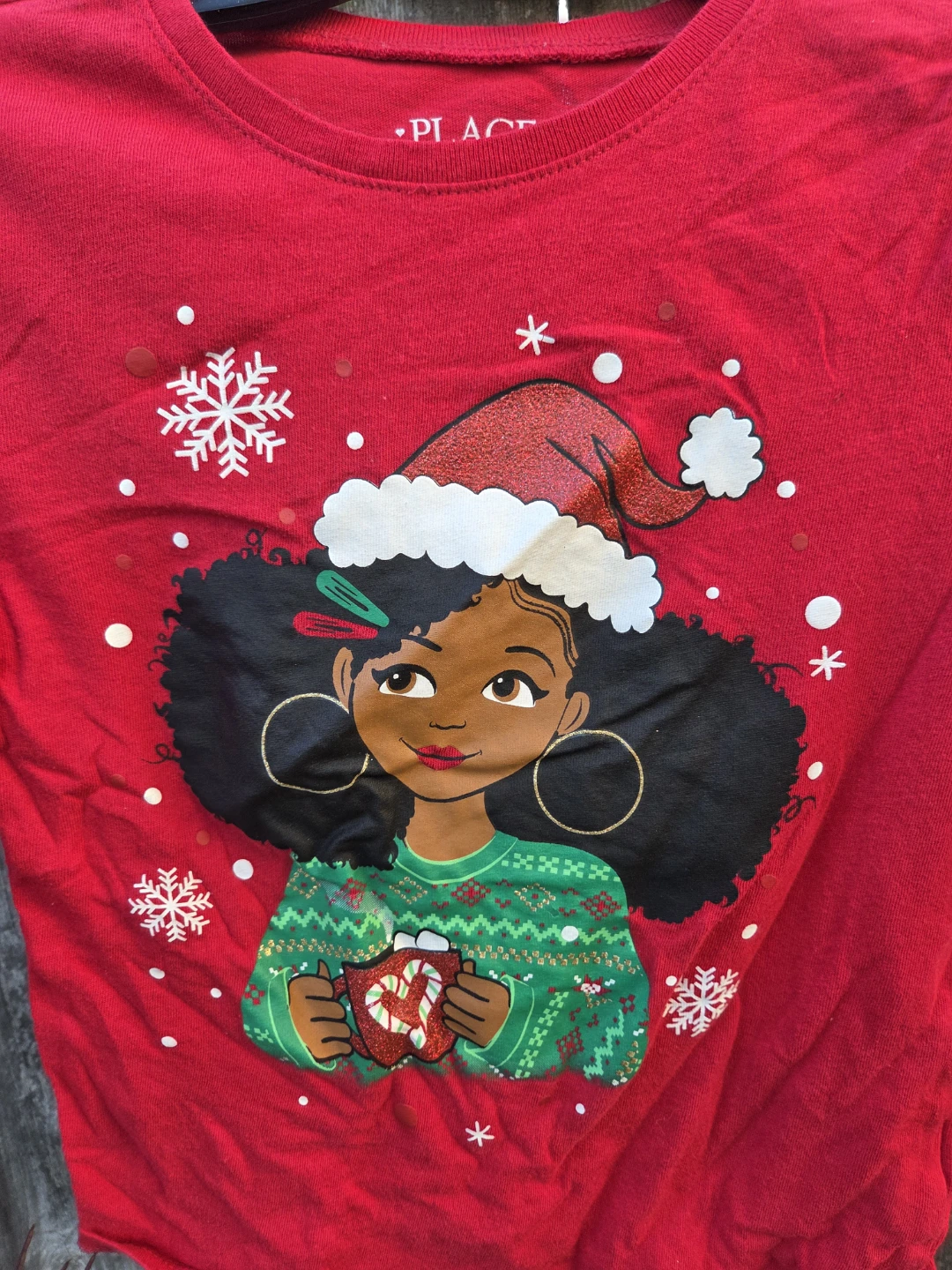 Children's Place Christmas Graphic Long Sleeve Shirt Size 5/6 - photo 2