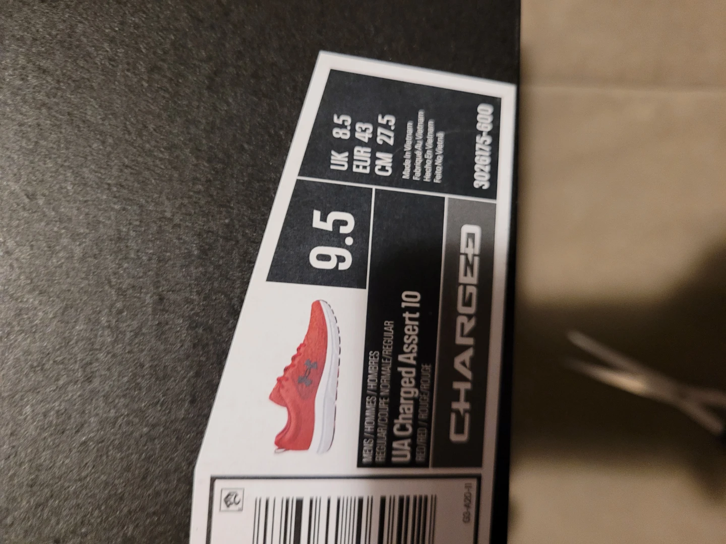 Under Armour Charged Assert 10 Red Men's Running Shoes Size 9.5 - photo 3