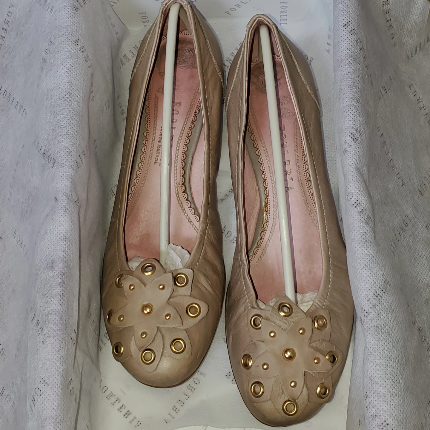 Forleria Women's Leather Shoes/Ballet Flats - Beige/Light Taupe