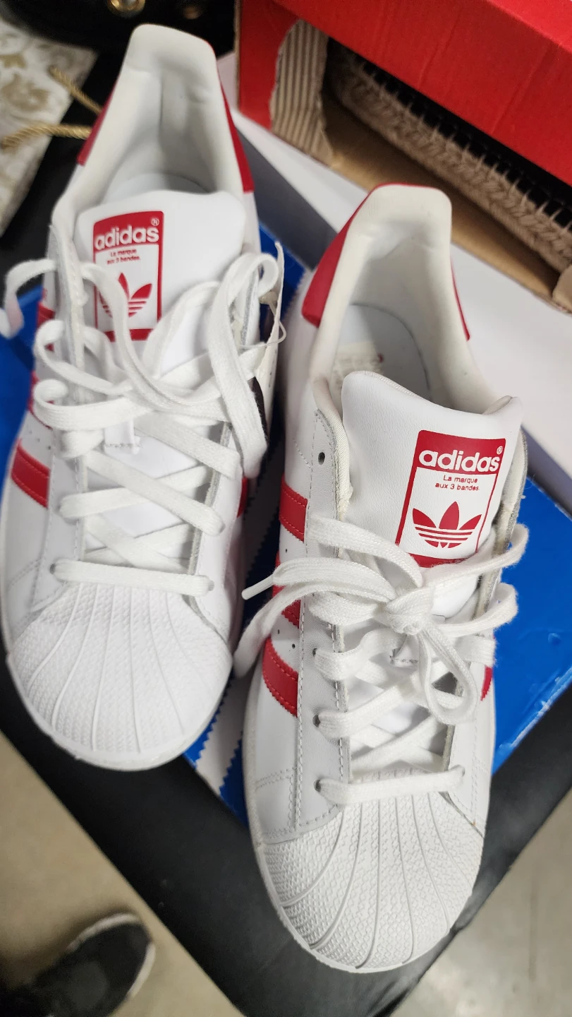 Adidas Superstar J Shoes White Red Size 6