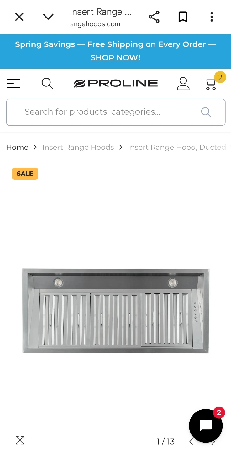 Proline Range Hood Blower Pack 600 CFM Single