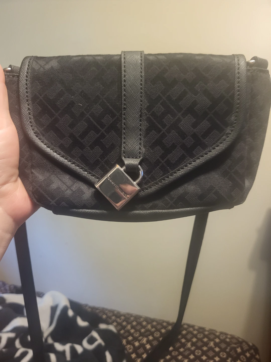 Tommy Hilfiger Black Monogram Shoulder Bag