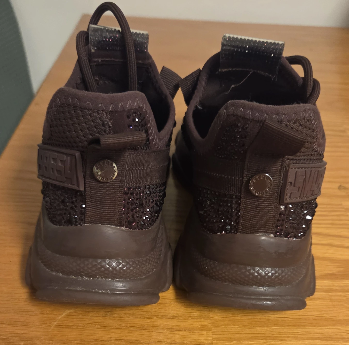 Steve Madden Chunky Rhinestone Sneakers dark red  Women's Size 7 - photo 4