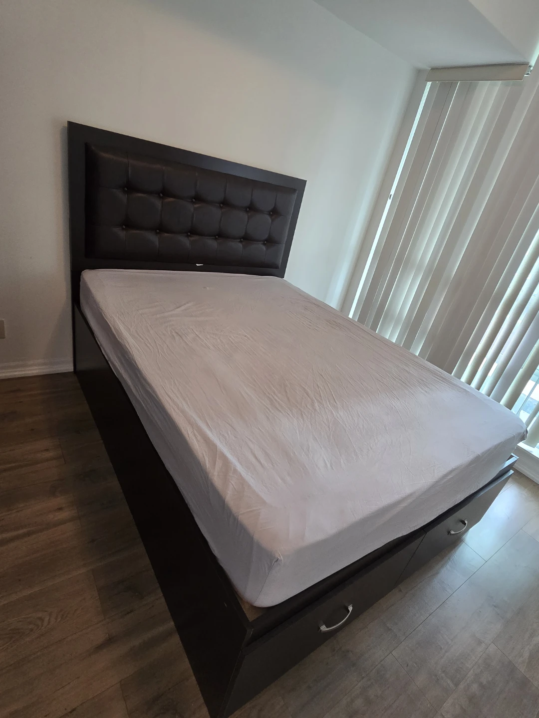1 yr Old Hardwood Queen Bed with Storage -  Moving Sale - photo 2