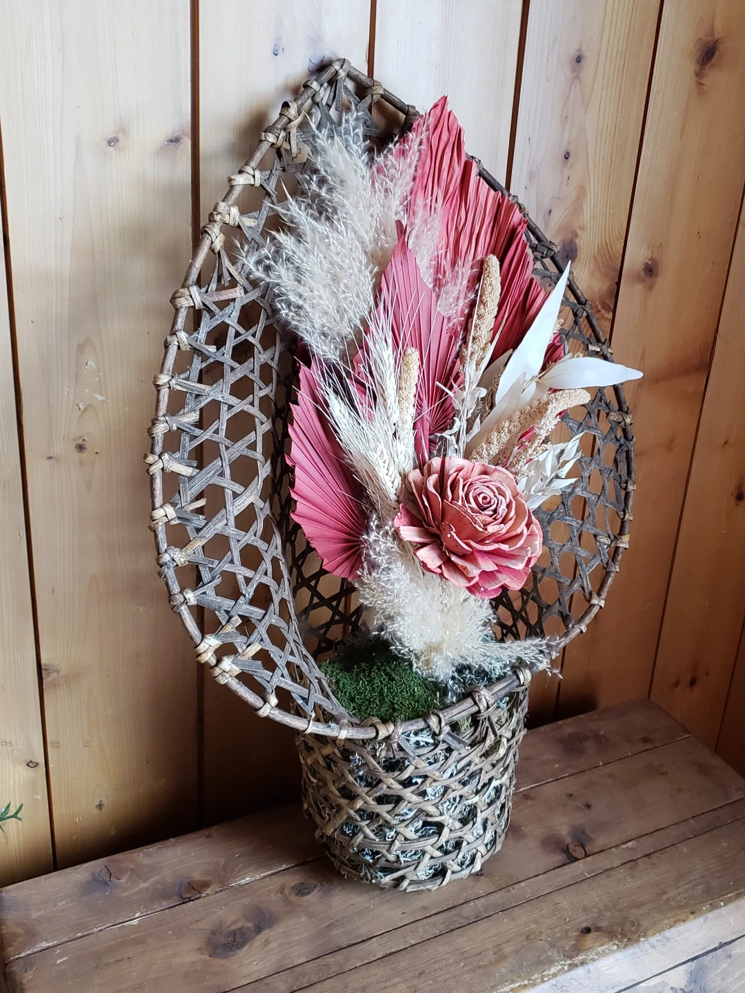 Woven Wall Hanging with Dried Floral Arrangement - photo 3