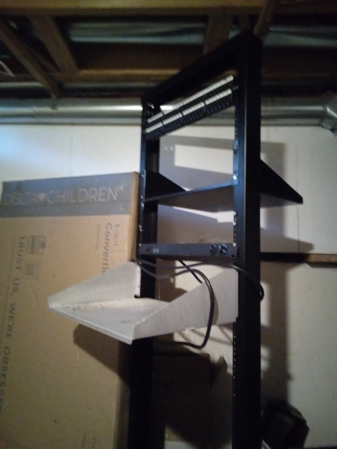 Black Server Rack with Shelves and Patch Panel - photo 2