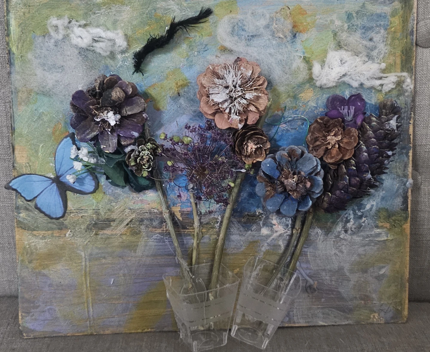 Unique Pinecone Flowers Wall Art