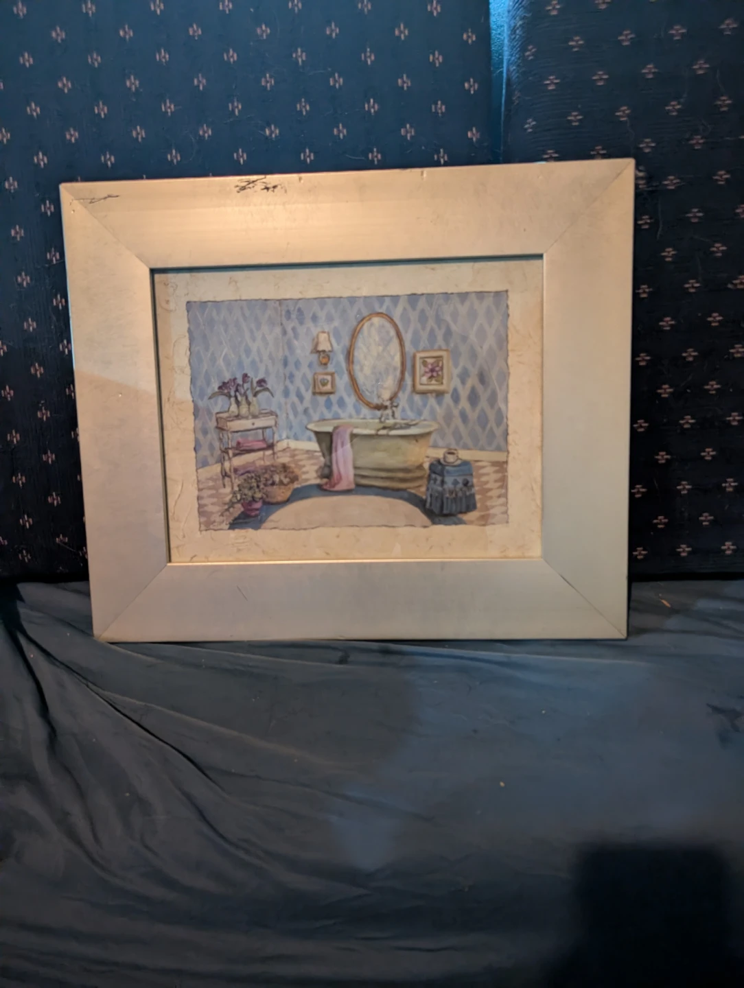 Framed Bathroom Scene Artwork