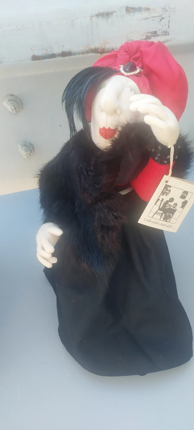 Roberta McLaren Collectible Doll with Red Hat and Fur Scarf