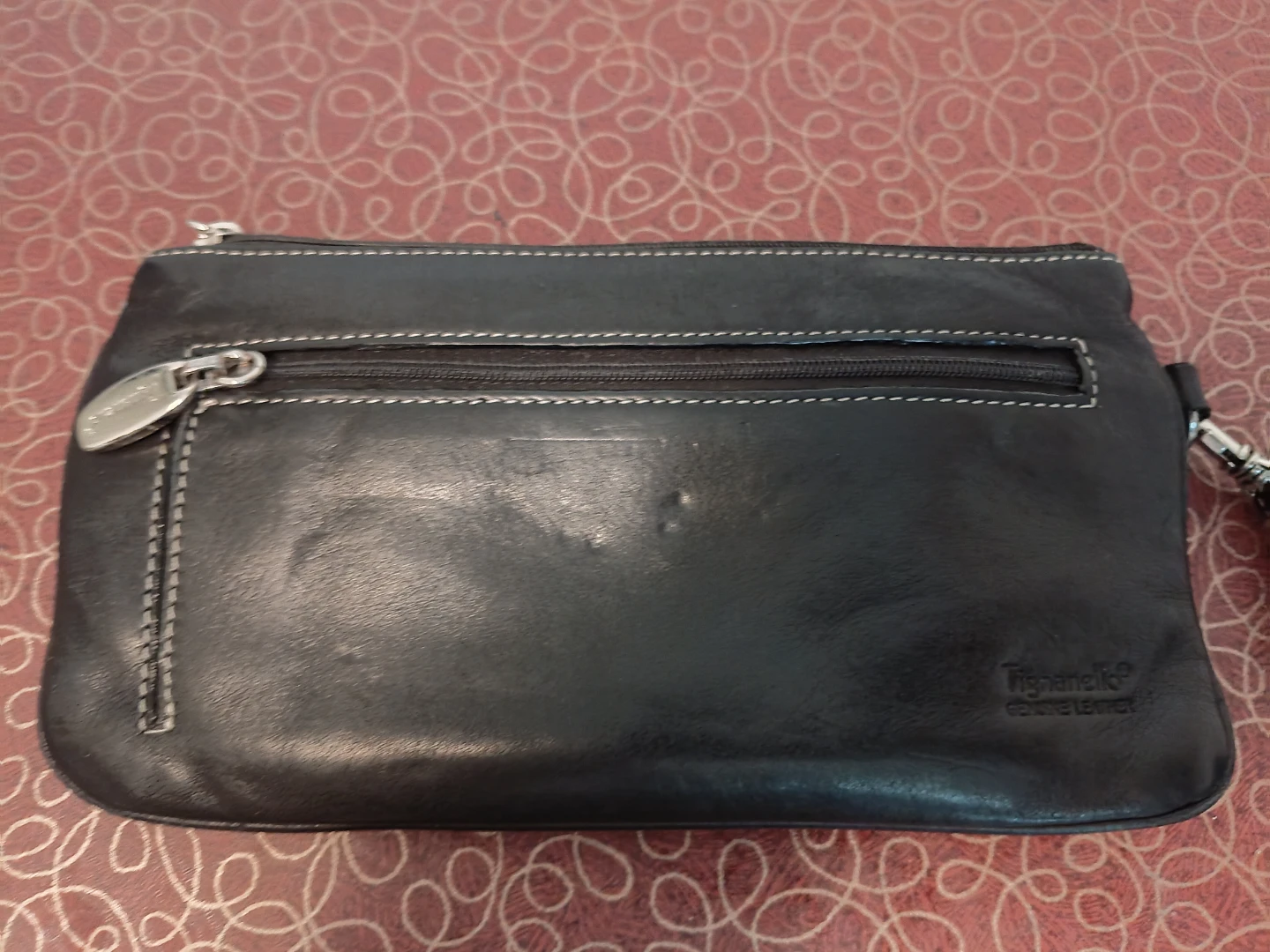 Tignanello Black Leather Wristlet Clutch
