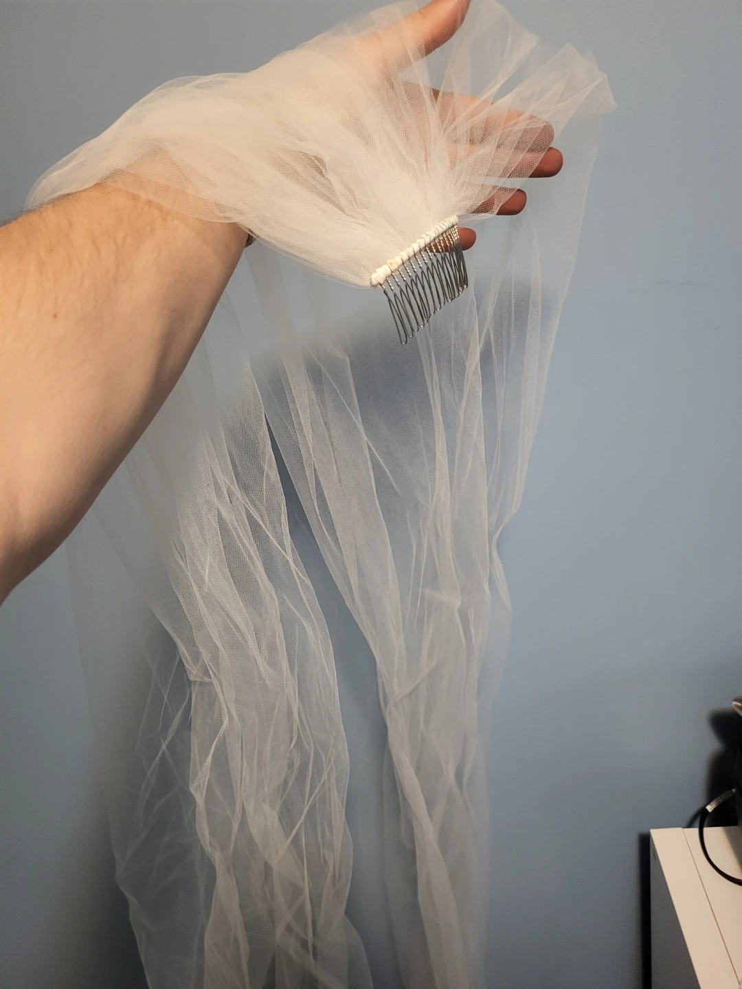 White Wedding Veil with Comb