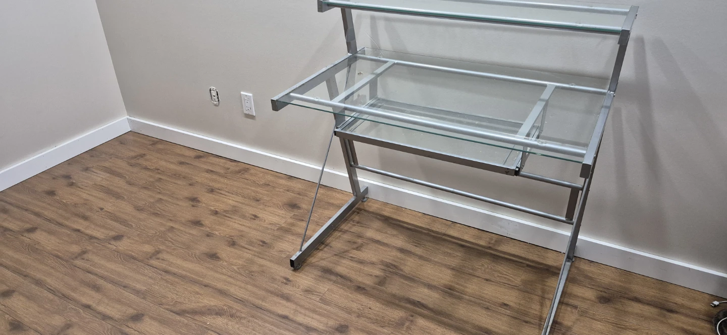 Glass Computer Desk with Metal Frame