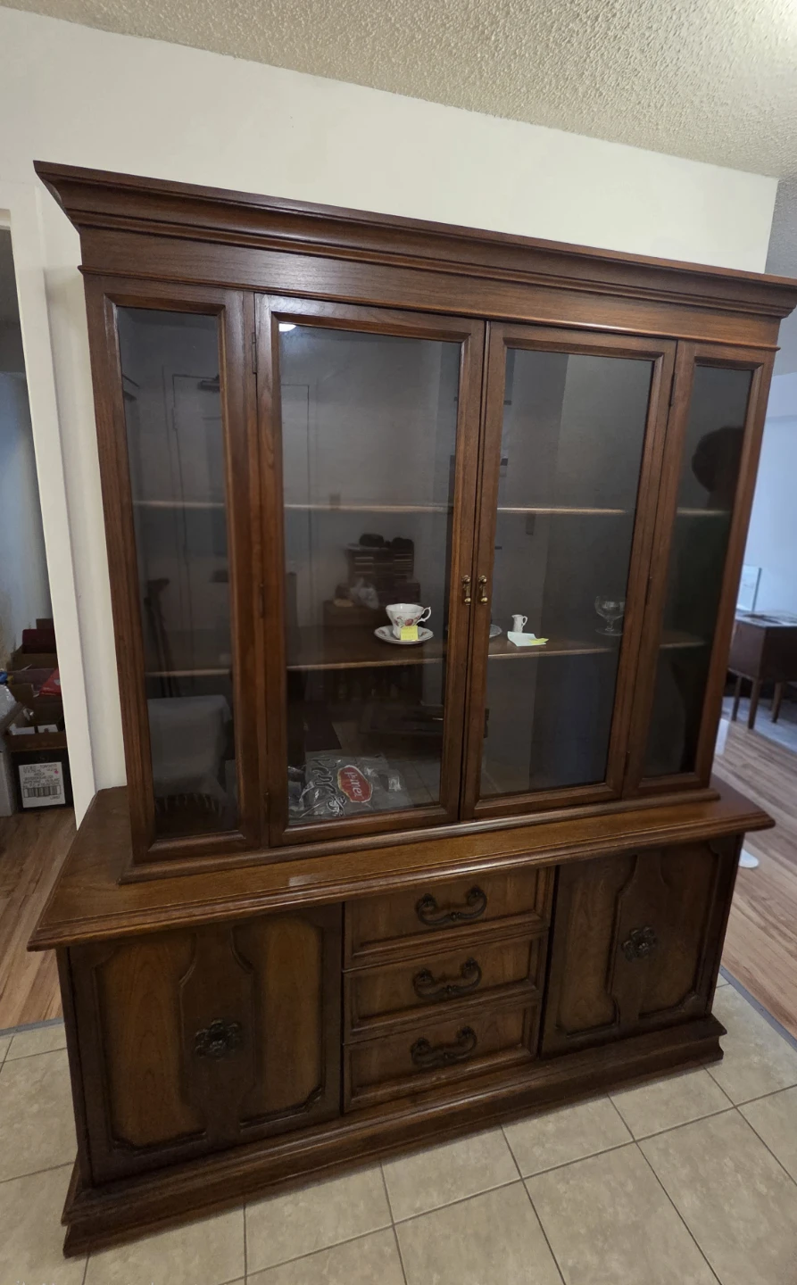 Wooden China Cabinet with Glass Doors