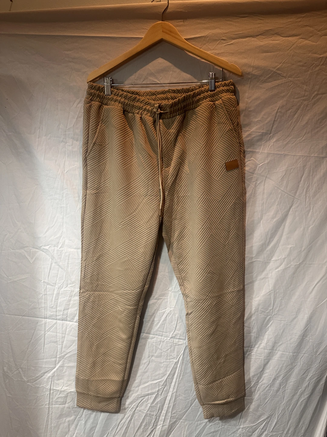 Men's Beige Textured Joggers XL - photo 4
